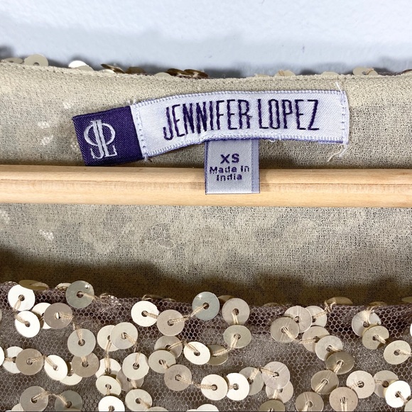 JENNIFER LOPEZ sequined 3/4 sleeve crop top XS - Picture 4 of 7